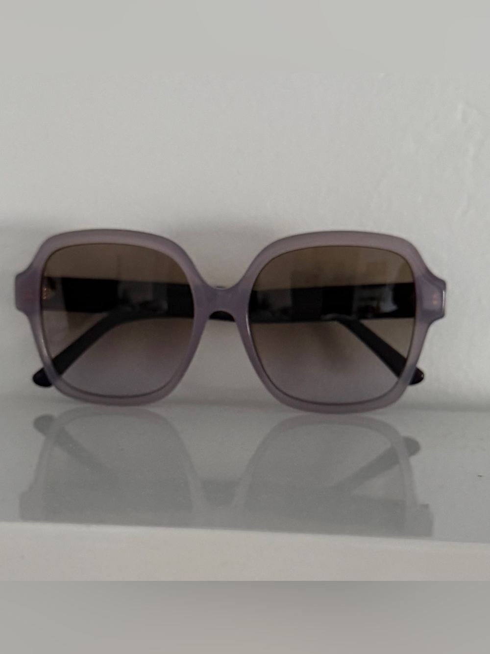 Jimmy Choo Rella Violet Square Sunglasses with Gradient Brown Lenses